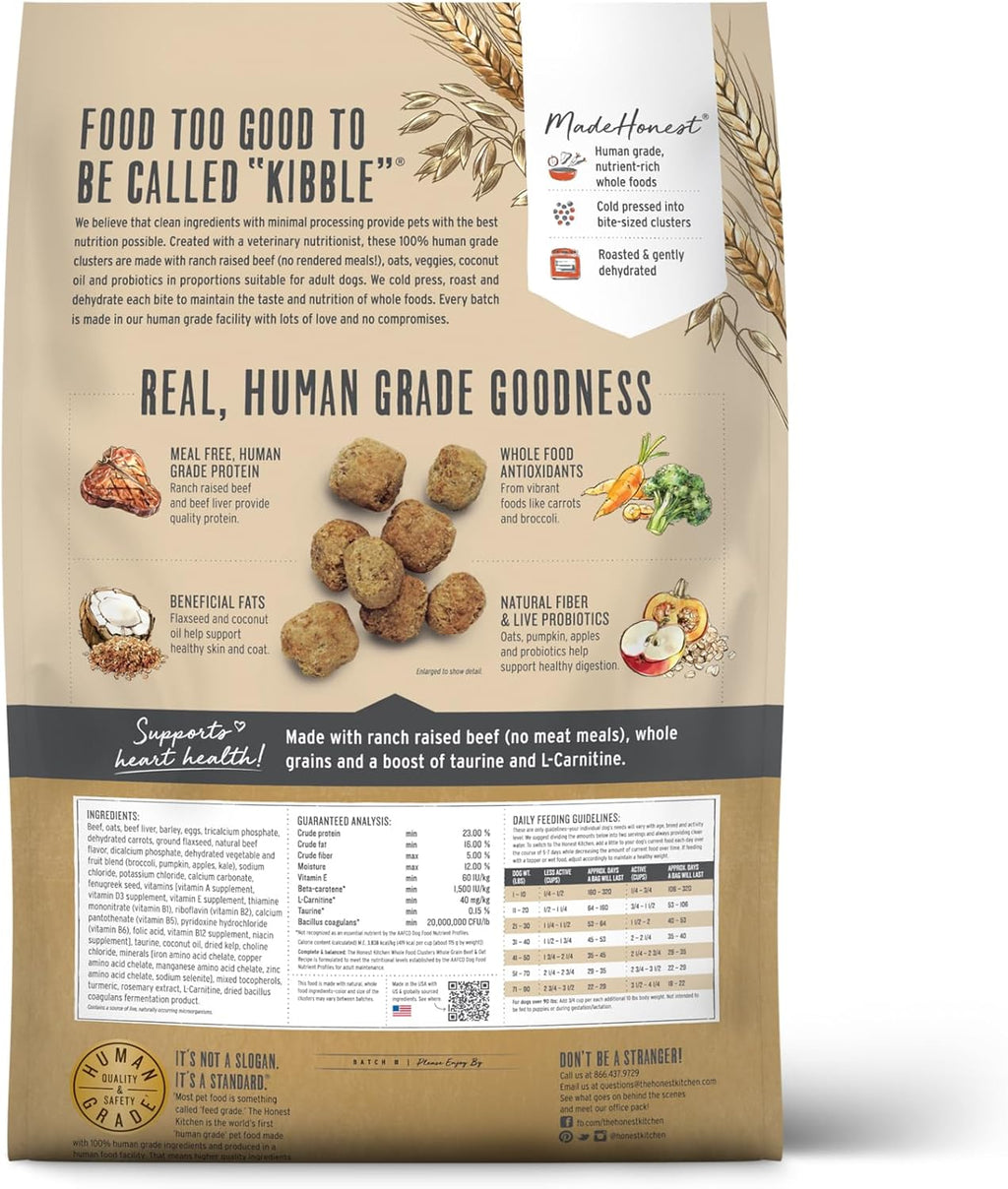 The Honest Kitchen Human Grade Whole Food Clusters Dry Dog Food - Beef & Oats - Dog.Dog.Cat.