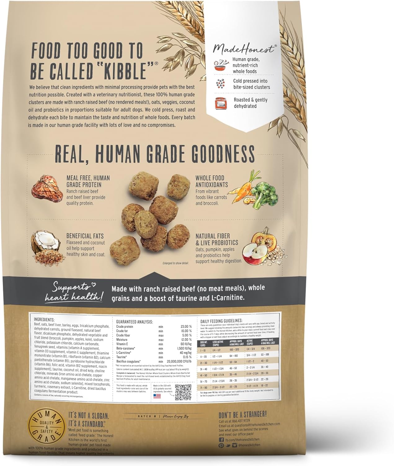 The Honest Kitchen Human Grade Whole Food Clusters Dry Dog Food - Beef & Oats - Dog.Dog.Cat.