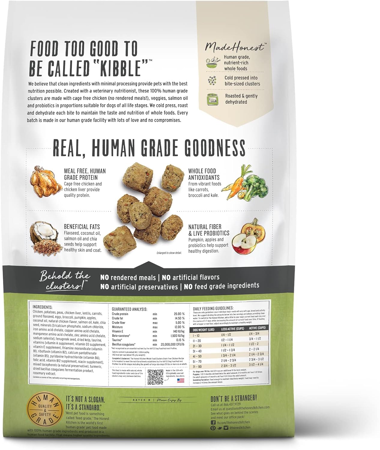 The Honest Kitchen Whole Food Clusters Grain Free Chicken Dry Dog Food, 20 lb Bag - Dog.Dog.Cat.