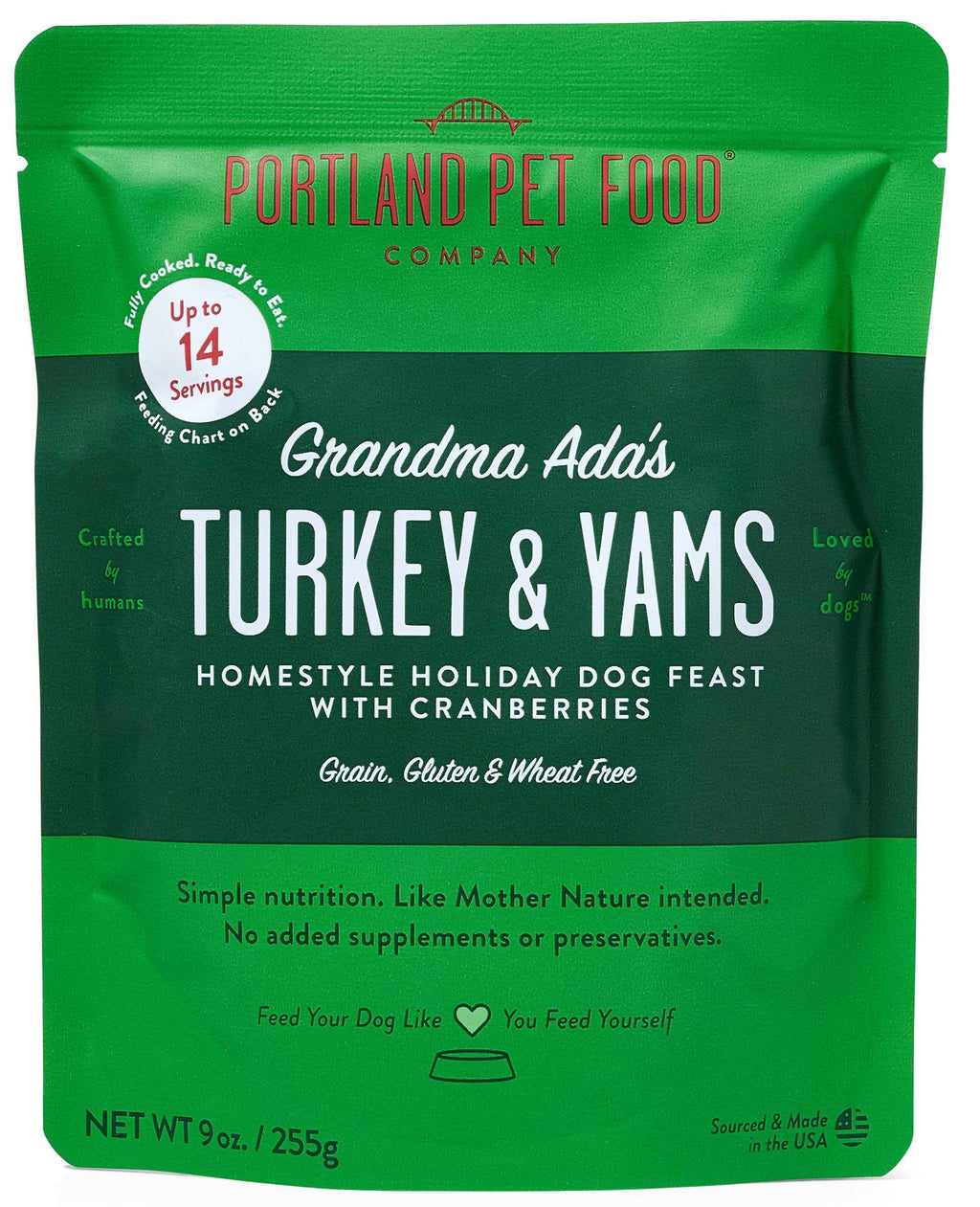 Portland Pet Food Company - Grandma Ada's Turkey and Yams Homestyle Dog Meal - Dog.Dog.Cat.