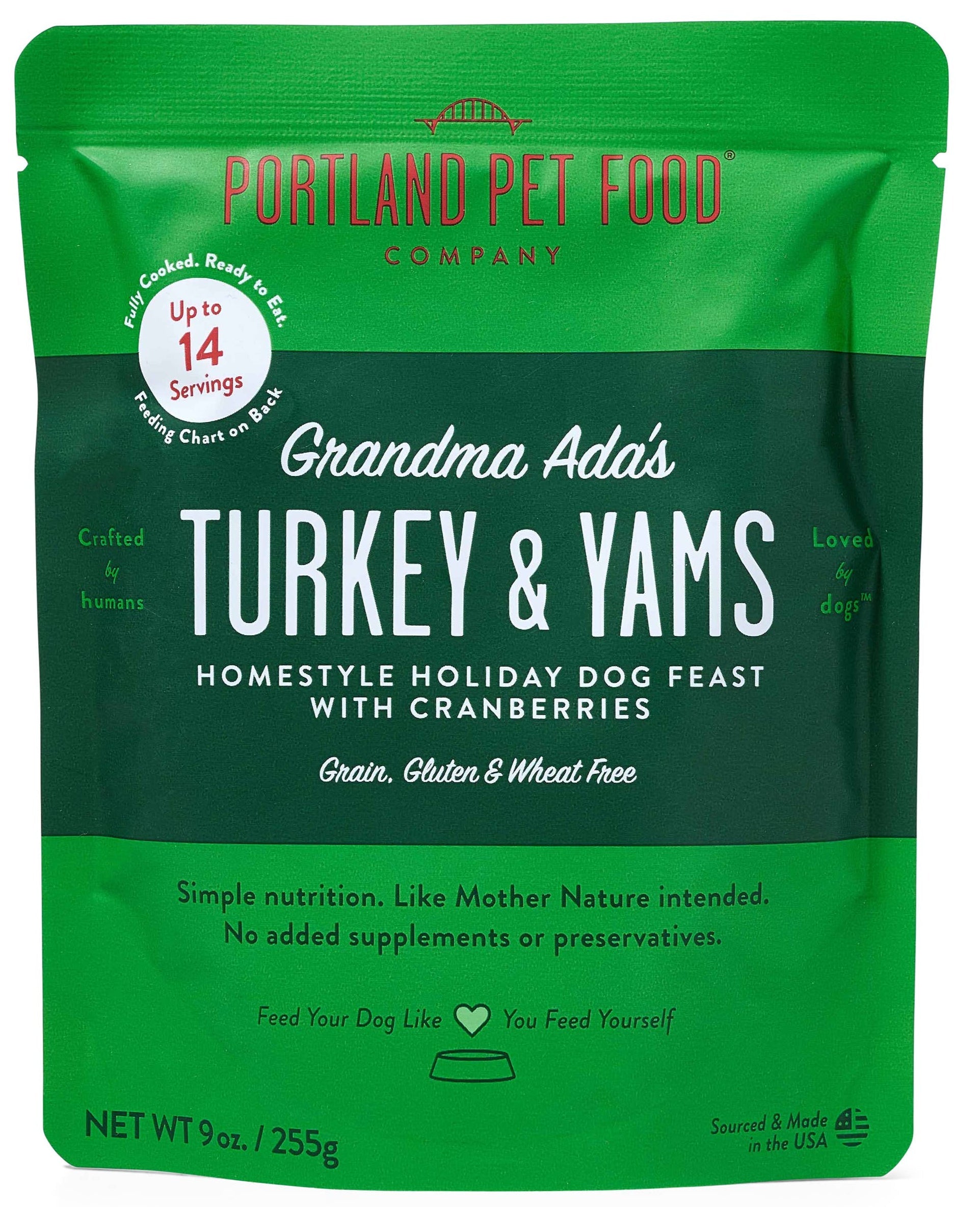 Portland Pet Food Company - Grandma Ada's Turkey and Yams Homestyle Dog Meal - Dog.Dog.Cat.