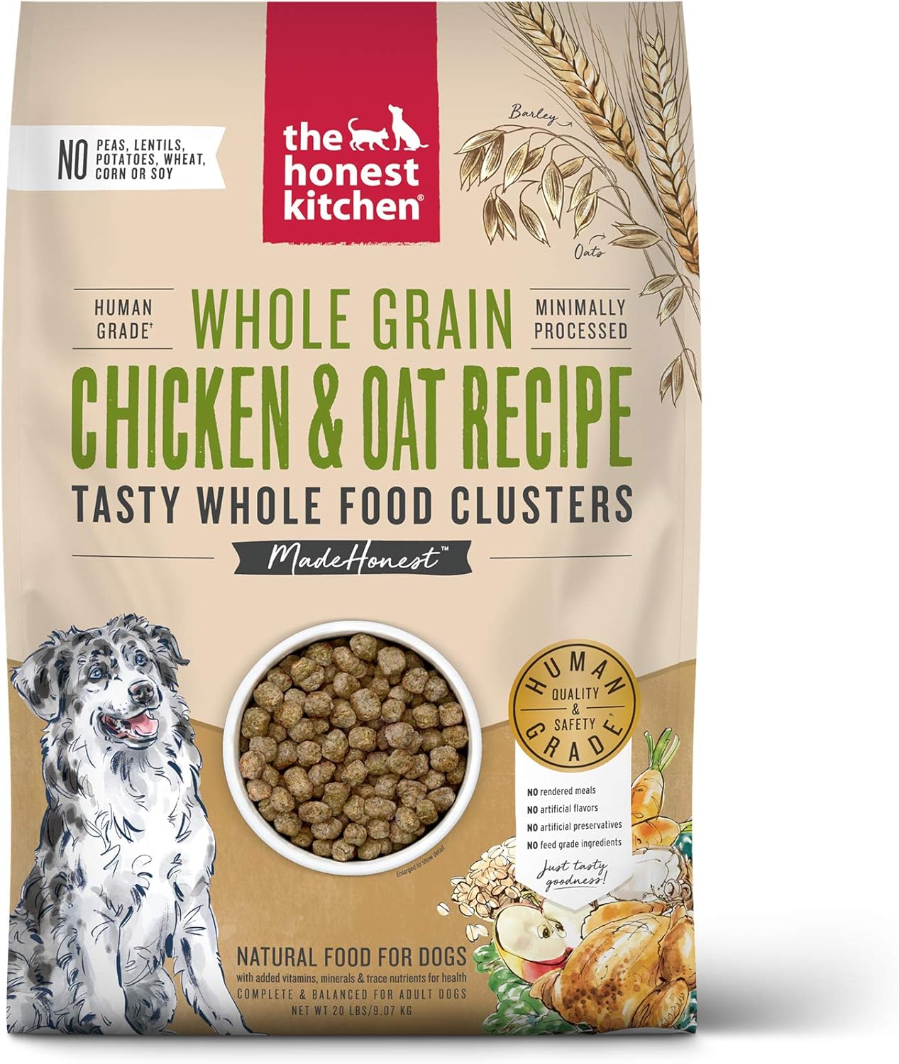 The Honest Kitchen Whole Food Clusters Whole Grain Chicken & Oat Dry Dog Food, 20 lb Bag - Dog.Dog.Cat.