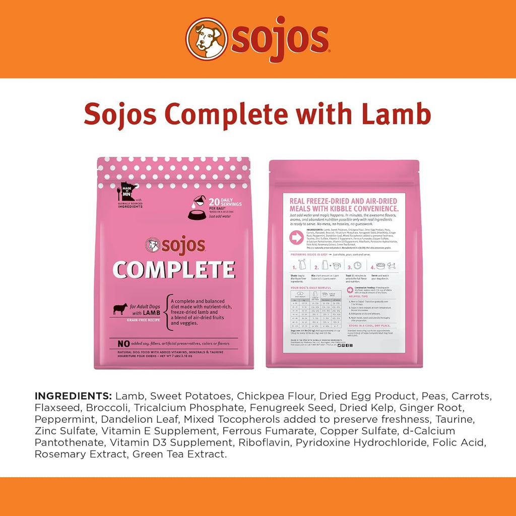 SOJOS Complete Adult Dog Food - Lamb - Dog.Dog.Cat.