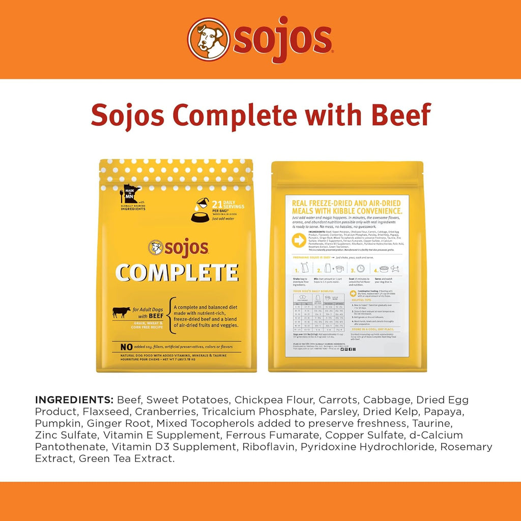 SOJOS Complete Adult Dog Food - Beef - Dog.Dog.Cat.