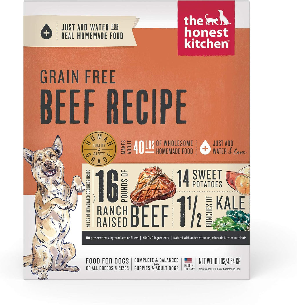The Honest Kitchen Human Grade Dehydrated Grain Free Dog Food – Complete Meal or Dog Food Topper – Beef 10 lb (makes 40 lbs) - Dog.Dog.Cat.