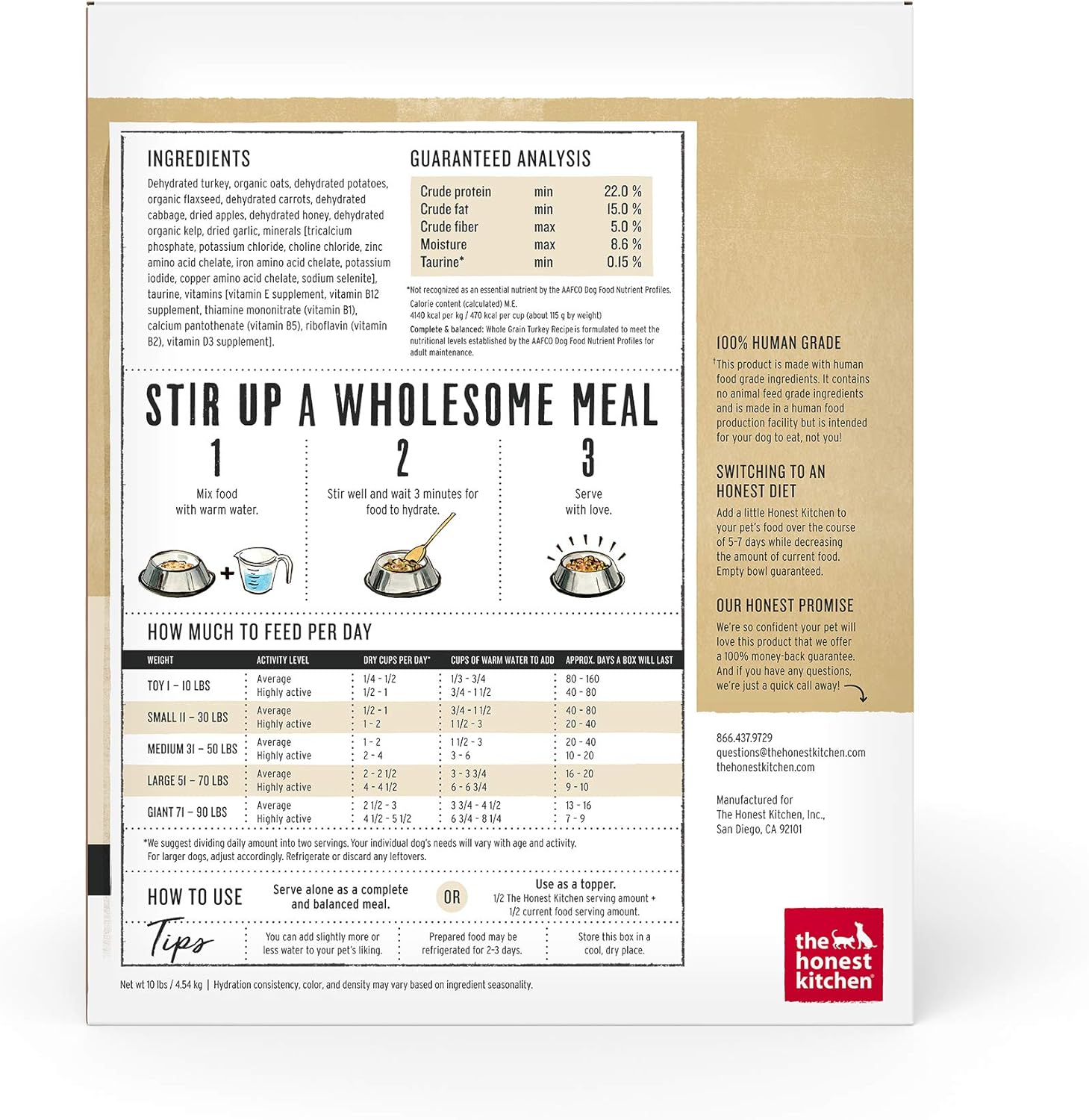 The Honest Kitchen Food - Turkey with Whole Grain Dehydrated Human Grade Dog Food - Dog.Dog.Cat.