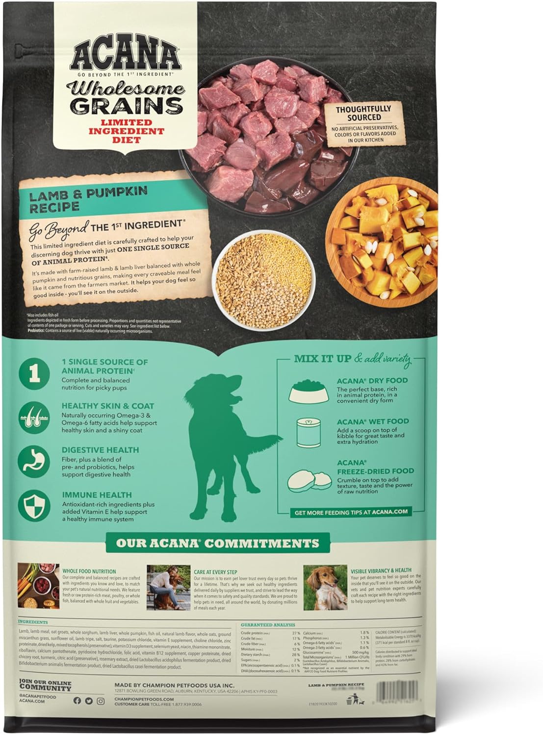 ACANA Wholesome Grains Dry Dog Food, Lamb & Pumpkin Recipe - Dog.Dog.Cat.