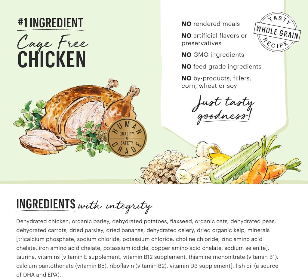 The Honest Kitchen Human Grade Dehydrated Whole Grain Dog Food – Complete Meal or Topper – Chicken 10 lb (makes 40 lbs) - Dog.Dog.Cat.