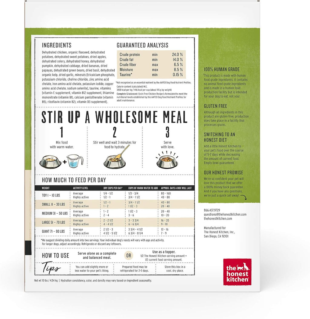 The Honest Kitchen Food-Chicken Grain Free  : 10 lb - Dog.Dog.Cat.