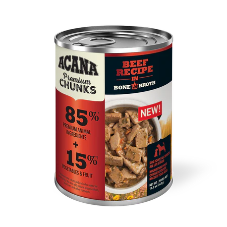 Acana Canned Bone Broth - Beef, Duck, Lamb, Pork & Puppy Recipes - 12.8 oz - Dog.Dog.Cat.