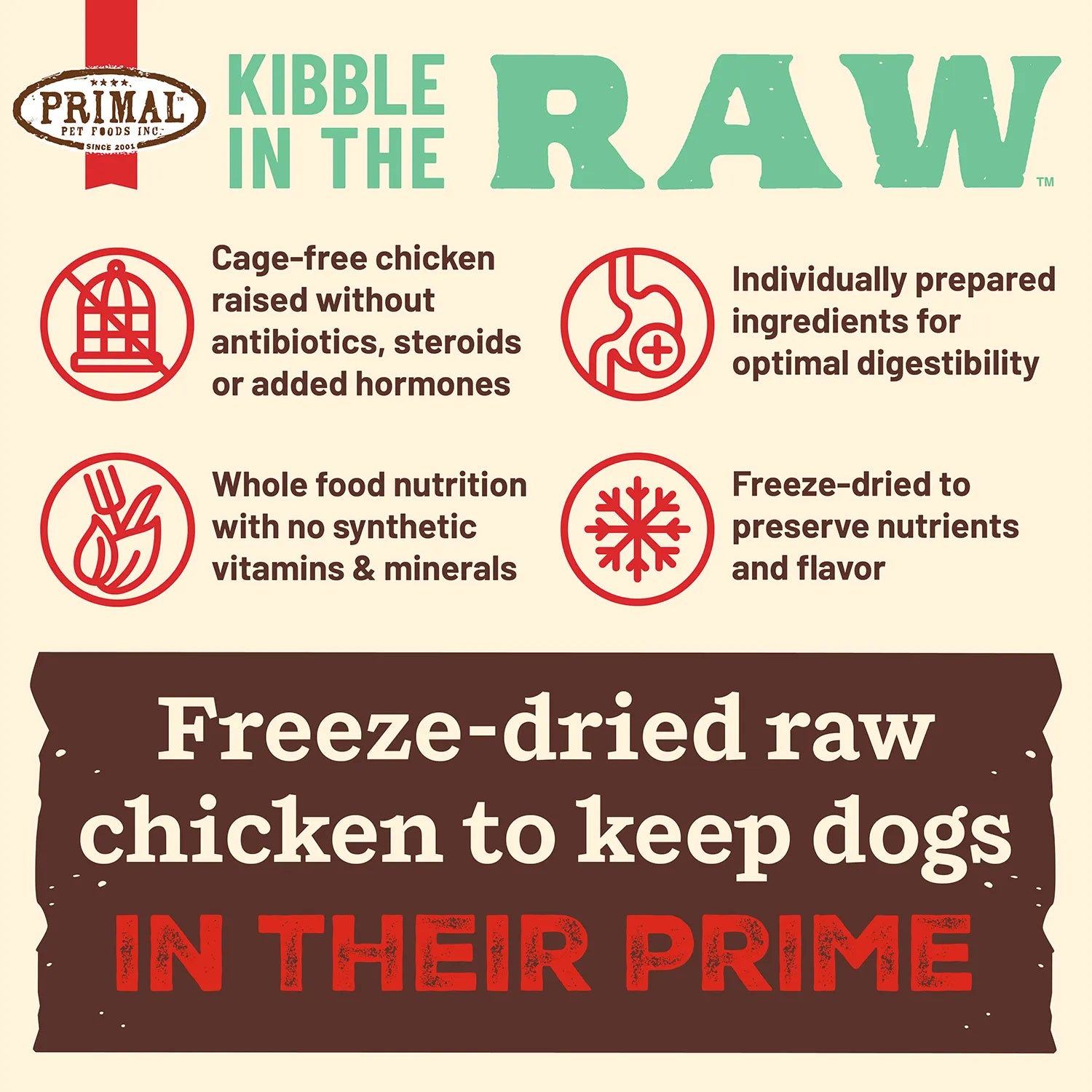 Primal Kibble in the Raw FRESH Freeze Dried Dog Food - Dog.Dog.Cat.