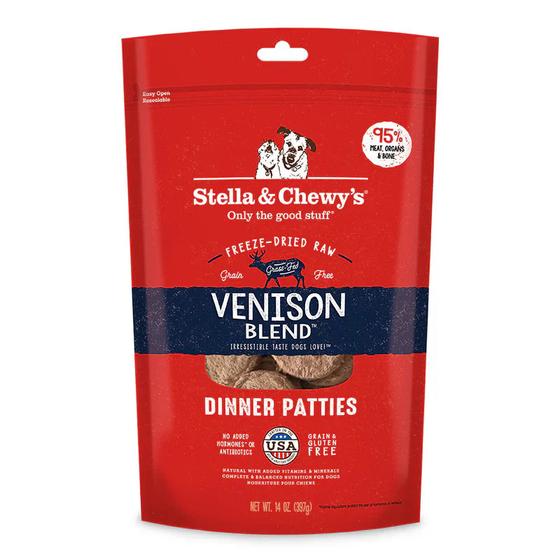 Stella & Chewy Freeze Dried Dog Patties Venison 14 oz - Dog.Dog.Cat.