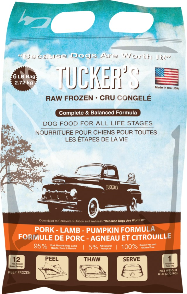 Tuckers Frozen Raw Dog Food Grain Free - Pork Lamb Pumpkin : 6 lb - Dog.Dog.Cat.