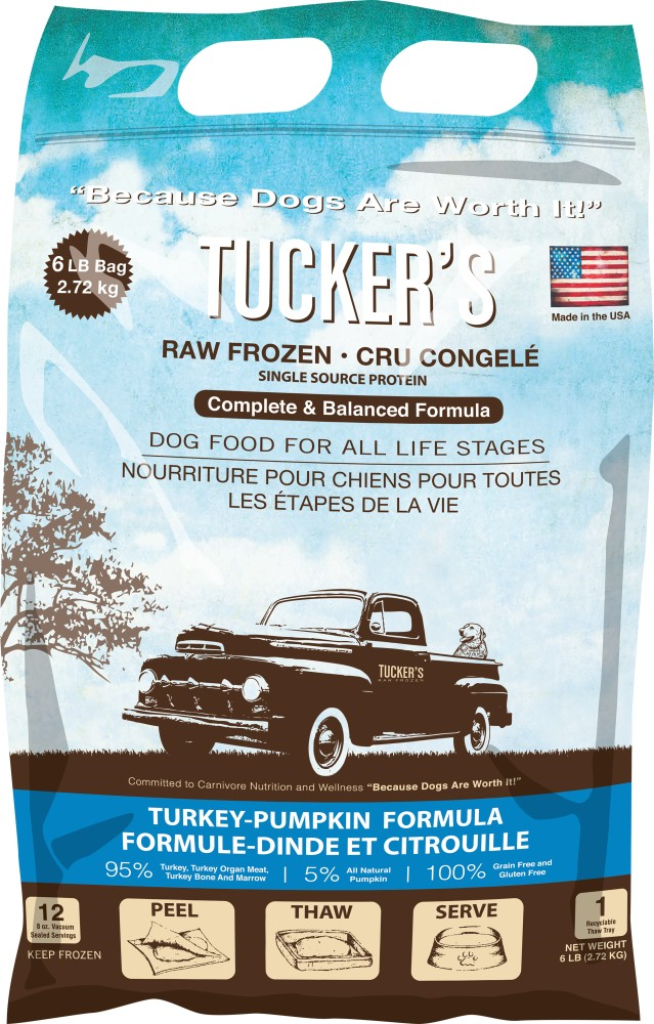 Tuckers Frozen Raw Dog Food Grain Free -Turkey Pumpkin : 6 lb - Dog.Dog.Cat.