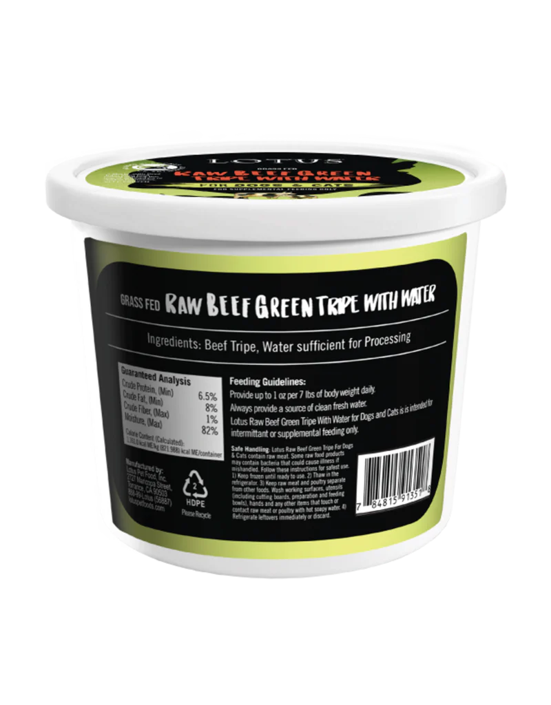 Lotus Dog or Cat Raw Grain Free Beef Tripe - Dog.Dog.Cat.